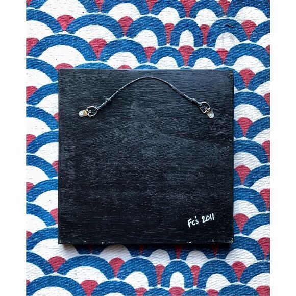 Original Mixed Media Art Flower French Quotes enameled Collage, Signed - Picture 8 of 11